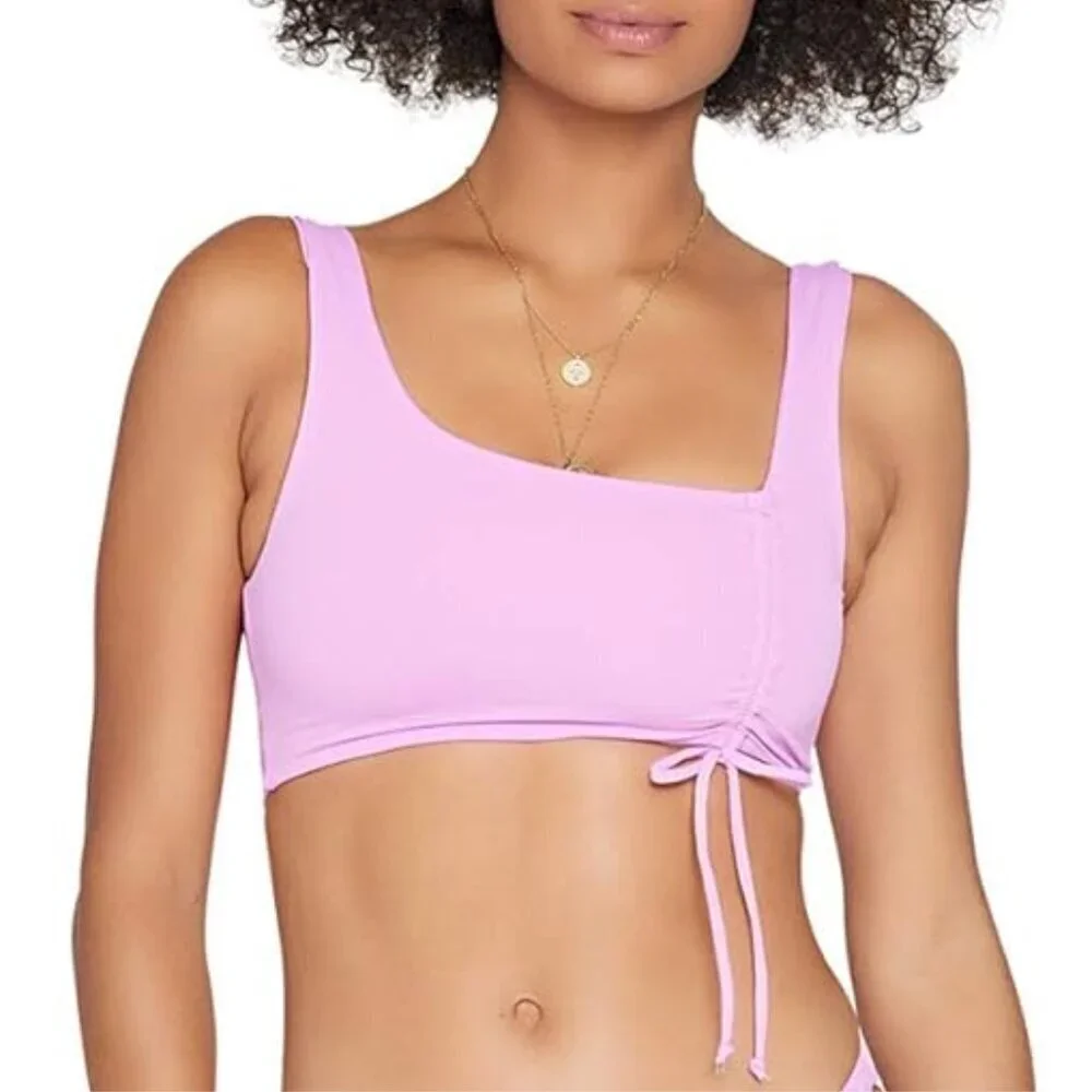 NWT l*space Wilder Ruched Drawstring Pullover Bikini Top in Rosebud Sz. XL